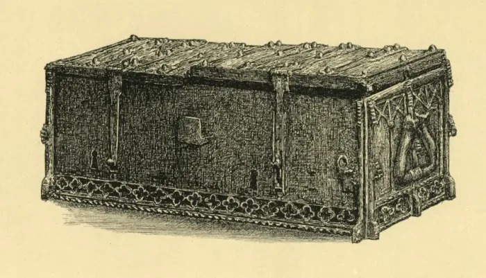 Framed Print : Iron casket, c1400, (1881). Creator: J Brooke Framed Print : Iron casket, c1400, (1881). Creator: J Brooke