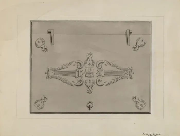 Framed Print : Iron Cellar Door, c. 1936. Creator: Edward L Loper Framed Print : Iron Cellar Door, c. 1936. Creator: Edward L Loper