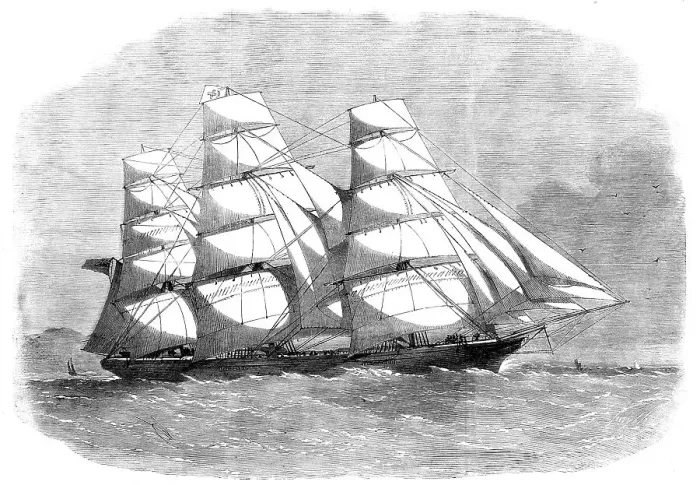 Framed Print : The iron clipper-ship Cornwallis, a new vessel of the Black Ball line, 1862. Creator: Unknown Framed Print : The iron clipper-ship Cornwallis, a new vessel of the Black Ball line, 1862. Creator: Unknown