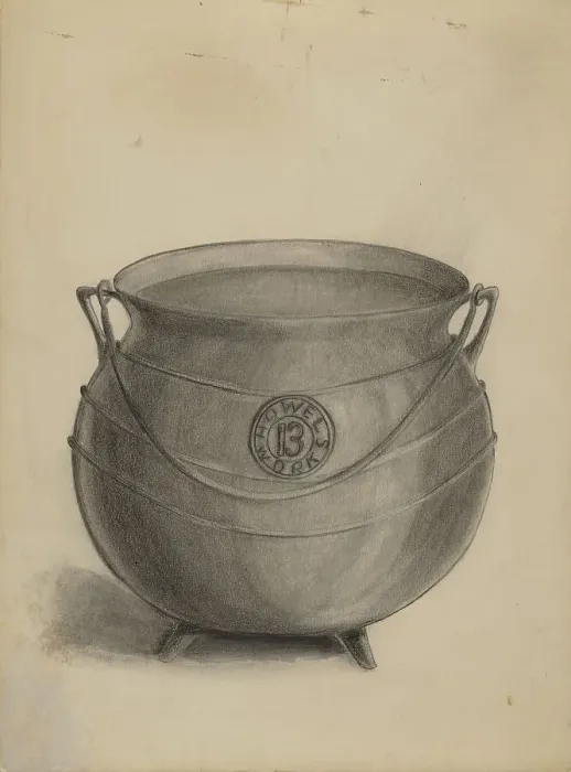 Framed Print : Iron Cooking Pot, 1935 / 1942. Creator: Columbus Simpson Framed Print : Iron Cooking Pot, 1935 / 1942. Creator: Columbus Simpson