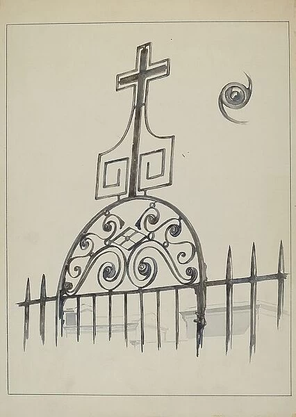 Iron Cross - Gate Ornament, c. 1936. Creator: Arelia Arbo