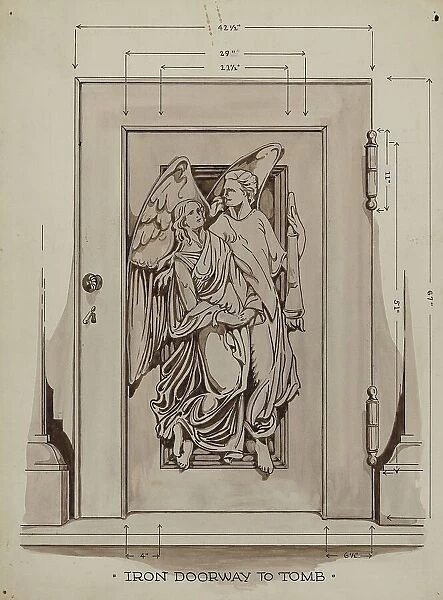Iron Doorway to Tomb, c. 1936. Creator: Thomas Byrne
