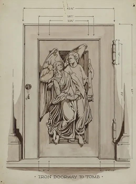 Framed Print : Iron Doorway to Tomb, c. 1936. Creator: Thomas Byrne Framed Print : Iron Doorway to Tomb, c. 1936. Creator: Thomas Byrne