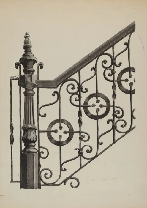 Framed Print : Iron Fence, c. 1936. Creator: Florence Huston Framed Print : Iron Fence, c. 1936. Creator: Florence Huston