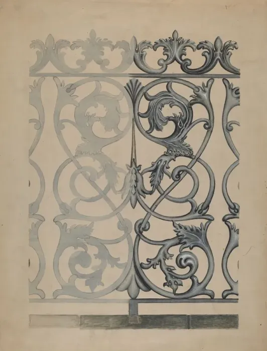 Framed Print : Iron Fence, c. 1937. Creator: Albert Eyth Framed Print : Iron Fence, c. 1937. Creator: Albert Eyth