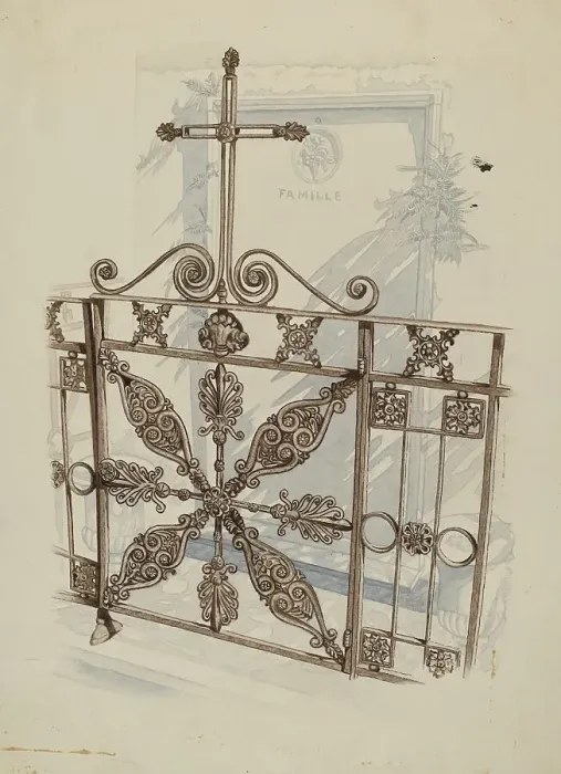 Framed Print : Iron Fence and Railing, c. 1936. Creator: Joseph L. Boyd Framed Print : Iron Fence and Railing, c. 1936. Creator: Joseph L. Boyd