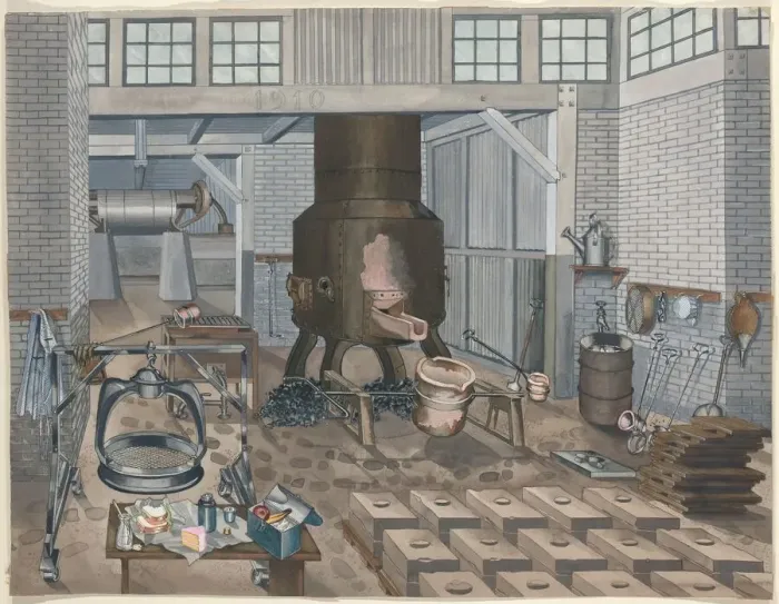 Framed Print : Iron Foundry, 1910, 1935 / 1942. Creator: Perkins Harnly Framed Print : Iron Foundry, 1910, 1935 / 1942. Creator: Perkins Harnly
