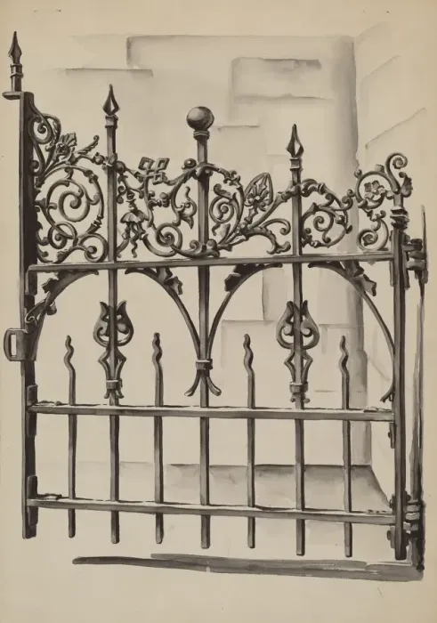 Framed Print : Iron Gate, c. 1936. Creator: Natalie Simon Framed Print : Iron Gate, c. 1936. Creator: Natalie Simon