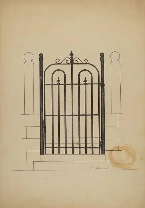 Framed Print : Iron Gate, c. 1941. Creator: Clarence W Dawson Framed Print : Iron Gate, c. 1941. Creator: Clarence W Dawson