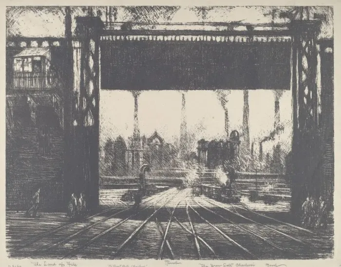 Framed Print : The Iron Gate, Charleroi, 1911. Creator: Joseph Pennell