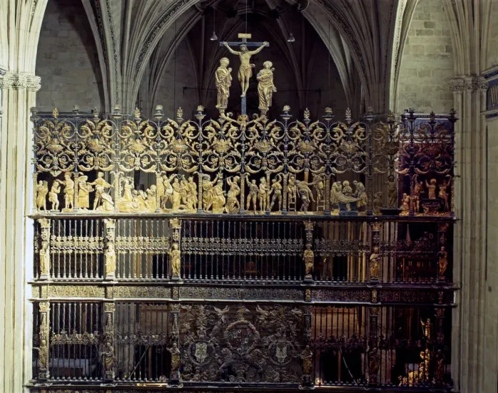 Framed Print : Iron gate with Corinthian pilasters and plateresque ornaments, made between 1518-1520 Framed Print : Iron gate with Corinthian pilasters and plateresque ornaments, made between 1518-1520