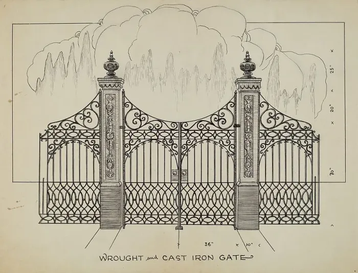 Framed Print : Iron Gates, c. 1936. Creator: Lucien Verbeke Framed Print : Iron Gates, c. 1936. Creator: Lucien Verbeke