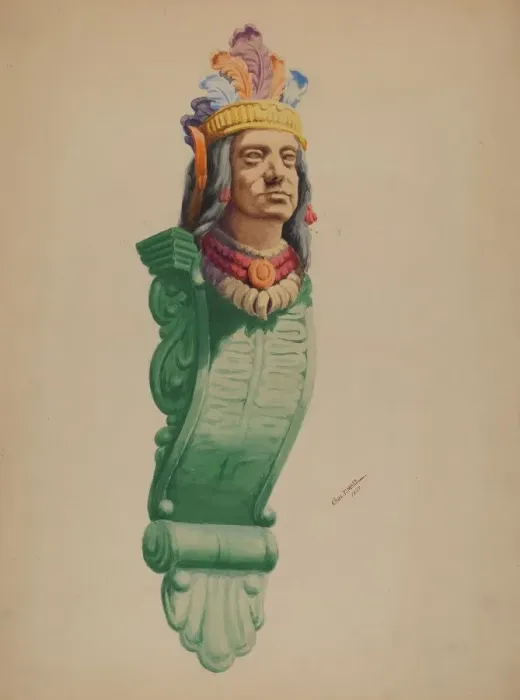 Framed Print : Iron Indian Head, 1937. Creator: Charles Moss Framed Print : Iron Indian Head, 1937. Creator: Charles Moss