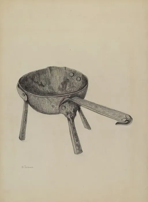 Framed Print : Iron Ladle, c. 1941. Creator: Genevieve Jordan Framed Print : Iron Ladle, c. 1941. Creator: Genevieve Jordan