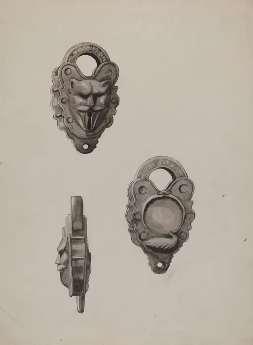 Framed Print : Iron Lock, c. 1937. Creator: Majel G. Claflin