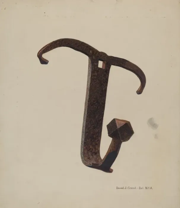 Framed Print : Iron Pot Hook, c. 1940. Creator: DJ Grant Framed Print : Iron Pot Hook, c. 1940. Creator: DJ Grant