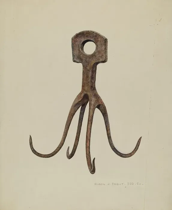 Framed Print : Iron Pot Hook, c. 1940. Creator: Marin J. Bright