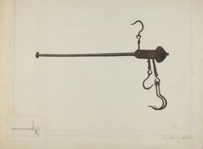 Framed Print : Iron Scales, c. 1937. Creator: Samuel Fineman Framed Print : Iron Scales, c. 1937. Creator: Samuel Fineman