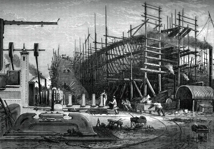 Framed Print : Iron ship, Messrs Samudas yard, Isle of Dogs, London, c1880 Framed Print : Iron ship, Messrs Samudas yard, Isle of Dogs, London, c1880