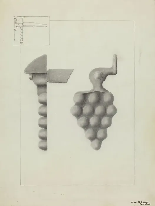 Framed Print : Iron Shutter Fastener, c. 1936. Creator: James M. Lawson Framed Print : Iron Shutter Fastener, c. 1936. Creator: James M. Lawson