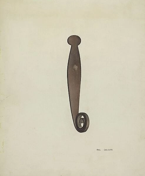 Iron Shutter Latch, c. 1939. Creator: William Paul Childers