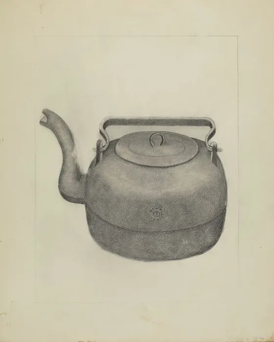 Framed Print : Iron Tea Kettle, 1935 / 1942. Creator: Frederick Jackson Framed Print : Iron Tea Kettle, 1935 / 1942. Creator: Frederick Jackson