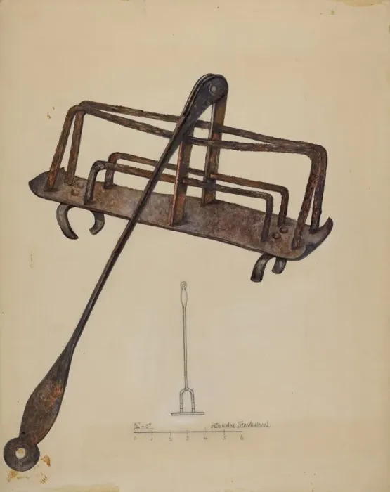 Framed Print : Iron Toast Rack, c. 1937. Creator: Florence Stevenson Framed Print : Iron Toast Rack, c. 1937. Creator: Florence Stevenson
