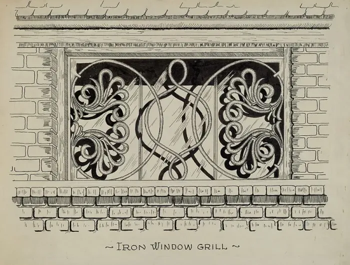 Framed Print : Iron Work in Attic Window, c. 1936. Creator: Ray Price Framed Print : Iron Work in Attic Window, c. 1936. Creator: Ray Price