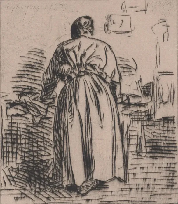 Framed Print : The Ironing Woman, 1843. Creator: Charles Emile Jacque Framed Print : The Ironing Woman, 1843. Creator: Charles Emile Jacque