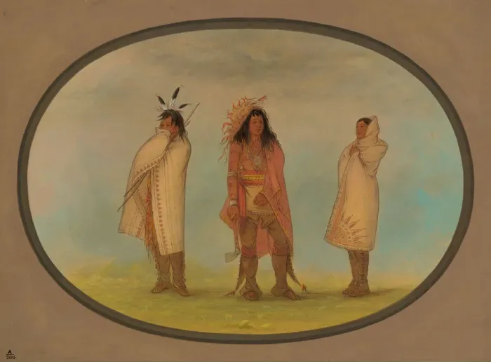 Framed Print : Three Iroquois Indians, 1861 / 1869. Creator: George Catlin Framed Print : Three Iroquois Indians, 1861 / 1869. Creator: George Catlin