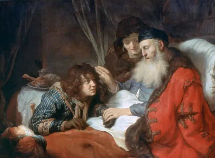 Framed Print : Isaac Blessing Jacob, 1638. Artist: Govaert Flinck Framed Print : Isaac Blessing Jacob, 1638. Artist: Govaert Flinck