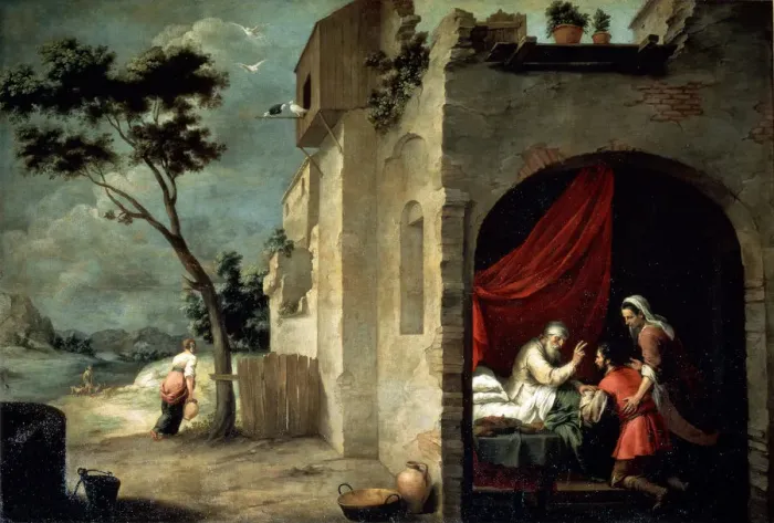Framed Print : Isaac blessing Jacob, c1660. Artist: Bartolome Esteban Murillo Framed Print : Isaac blessing Jacob, c1660. Artist: Bartolome Esteban Murillo