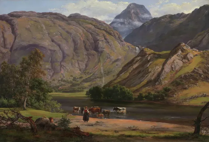 Framed Print : Isdalen at Svartediket near Bergen, 1842. Creator: Johan Christian Dahl Framed Print : Isdalen at Svartediket near Bergen, 1842. Creator: Johan Christian Dahl