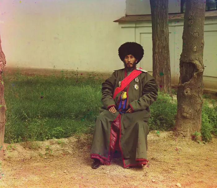Framed Print : Isfandiyar, Khan of the Russian protectorate of Khorezm (Khiva), full-length... between 1910-1915. Creator: Sergey Mikhaylovich Prokudin-Gorsky Framed Print : Isfandiyar, Khan of the Russian protectorate of Khorezm (Khiva), full-length... between 1910-1915. Creator: Sergey Mikhaylovich Prokudin-Gorsky