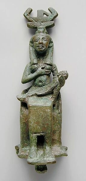 Isis Wearing a Barque Headress Suckling Her Son Horus, Late Period-Ptolemaic Period... Creator: Unknown