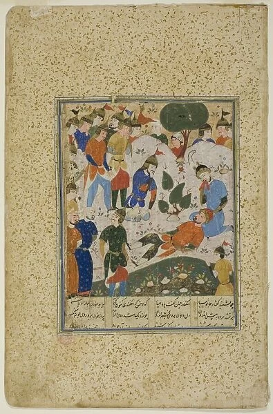 Iskander Comforts the Dying Darius, 1590. Creator: Unknown