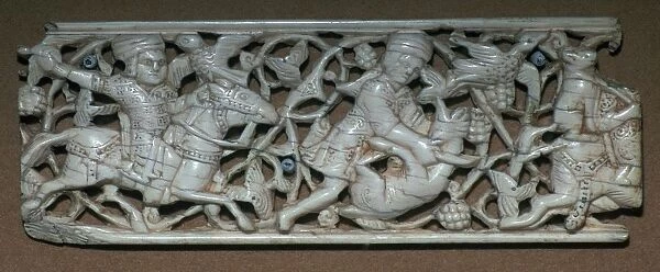 Islamic ivory panel of a hunting scene