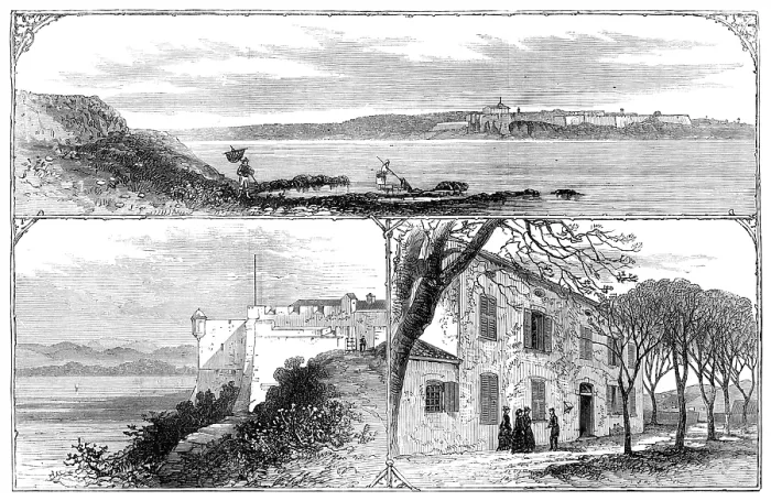 Framed Print : The Island and Fort of St. Marguerite, the prison of ex-Marshal Bazaine, 1874. Creator: Unknown Framed Print : The Island and Fort of St. Marguerite, the prison of ex-Marshal Bazaine, 1874. Creator: Unknown
