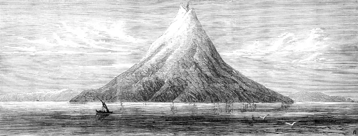 Framed Print : Island of Krakatoa...the centre of the late Volcanic Eruption, said to have disappeared, 1883. Creator: Unknown Framed Print : Island of Krakatoa...the centre of the late Volcanic Eruption, said to have disappeared, 1883. Creator: Unknown