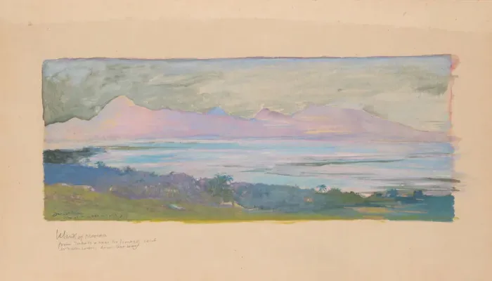 Framed Print : The Island of Moorea Looking across the Strait from Tahiti, January 1891, 1891. Creator Framed Print : The Island of Moorea Looking across the Strait from Tahiti, January 1891, 1891. Creator
