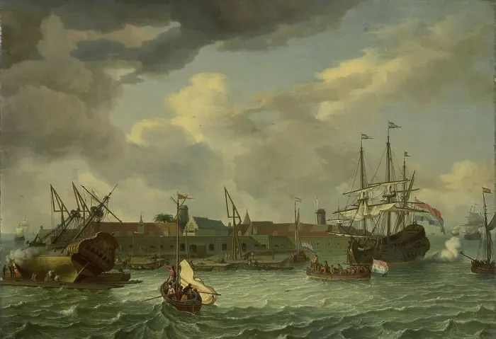 Framed Print : The Island of Onrust near Batavia (Jakarta), 1699. Creator: Unknown Framed Print : The Island of Onrust near Batavia (Jakarta), 1699. Creator: Unknown