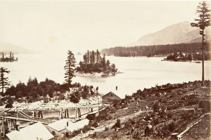 Framed Print : Islands in the Upper Cascades, Oregon, 1867, printed ca. 1876 Framed Print : Islands in the Upper Cascades, Oregon, 1867, printed ca. 1876