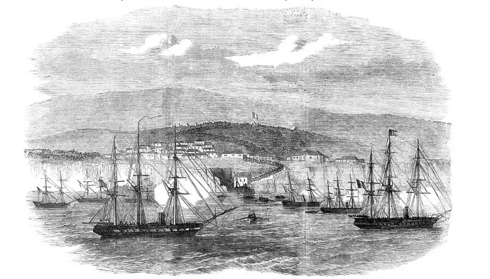 Framed Print : Islay, in Peru, the Head-quarters of General Viranco, 1857. Creator: Unknown Framed Print : Islay, in Peru, the Head-quarters of General Viranco, 1857. Creator: Unknown