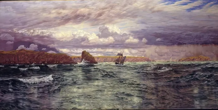 Framed Print : The Isles of Skomer and Skokholm, just outside Milford Haven, 1891. Creator: John Brett Framed Print : The Isles of Skomer and Skokholm, just outside Milford Haven, 1891. Creator: John Brett
