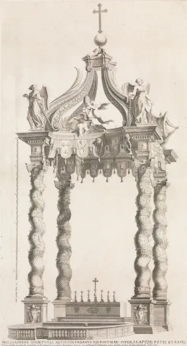 Framed Print : Isolated View of Berninis Baldacchino. Plate 39 from the Album Basilica di S. Pietro Framed Print : Isolated View of Berninis Baldacchino. Plate 39 from the Album Basilica di S. Pietro