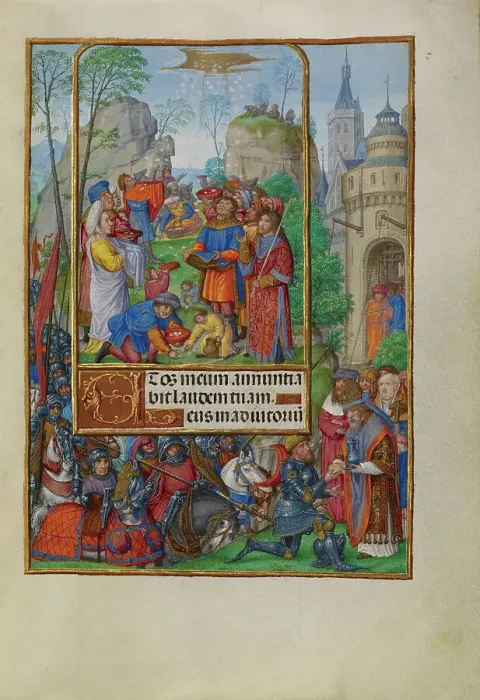 Framed Print : The Israelites Collecting Manna from Heaven; Spinola Hours, about 1510-1520. Creator: Master of James IV of Scotland Framed Print : The Israelites Collecting Manna from Heaven; Spinola Hours, about 1510-1520. Creator: Master of James IV of Scotland