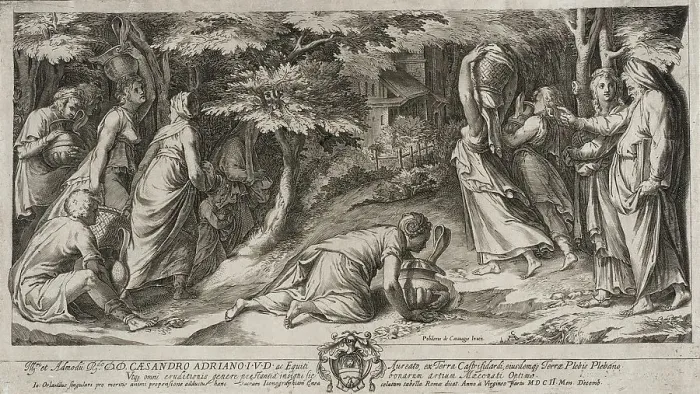 Framed Print : Israelites Departing Egypt, 1576. Creators: Cherubino Alberti, Polidoro da Caravaggio Framed Print : Israelites Departing Egypt, 1576. Creators: Cherubino Alberti, Polidoro da Caravaggio