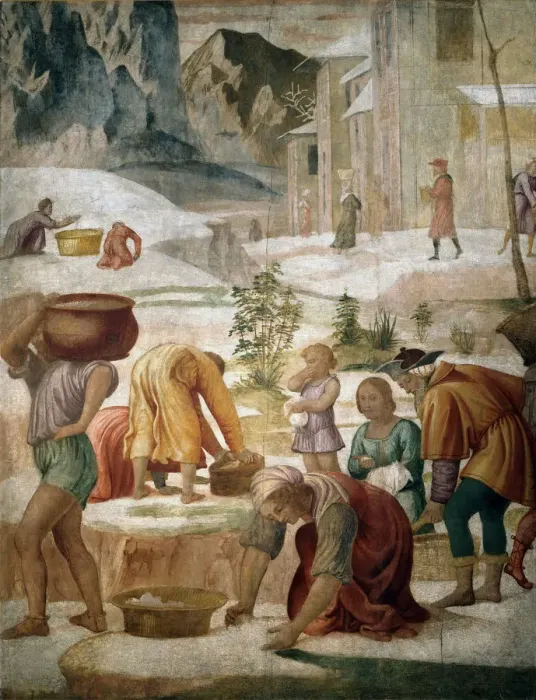 Framed Print : The Israelites gathering Manna, 1509-1510 Framed Print : The Israelites gathering Manna, 1509-1510