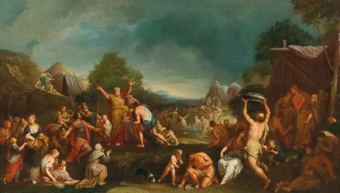 Framed Print : The Israelites gathering Manna. Creator: Lazzarini, Gregorio (1655-1730) Framed Print : The Israelites gathering Manna. Creator: Lazzarini, Gregorio (1655-1730)
