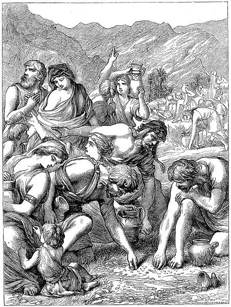 Israelites in the wilderness collecting the manna that fell from Heaven, 1869